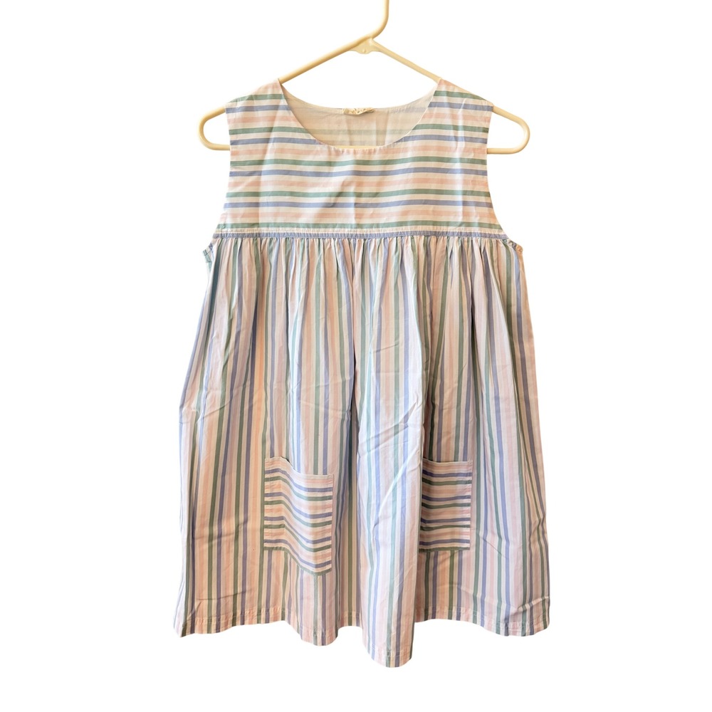 LAKE Classic Preppy Pastel Stripe Coastal Grandma Cottagecore Nightgown Size XS